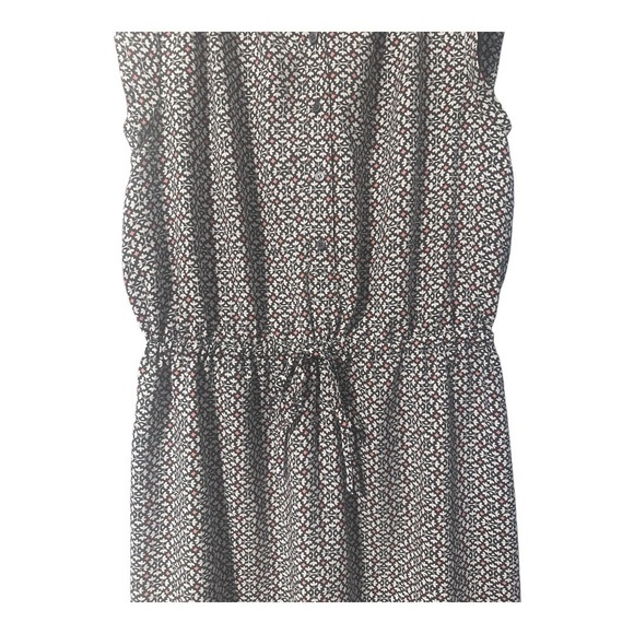 Loft Taupe/White Floral Print Cap Sleeve Dress, Medium - Picture 2 of 7